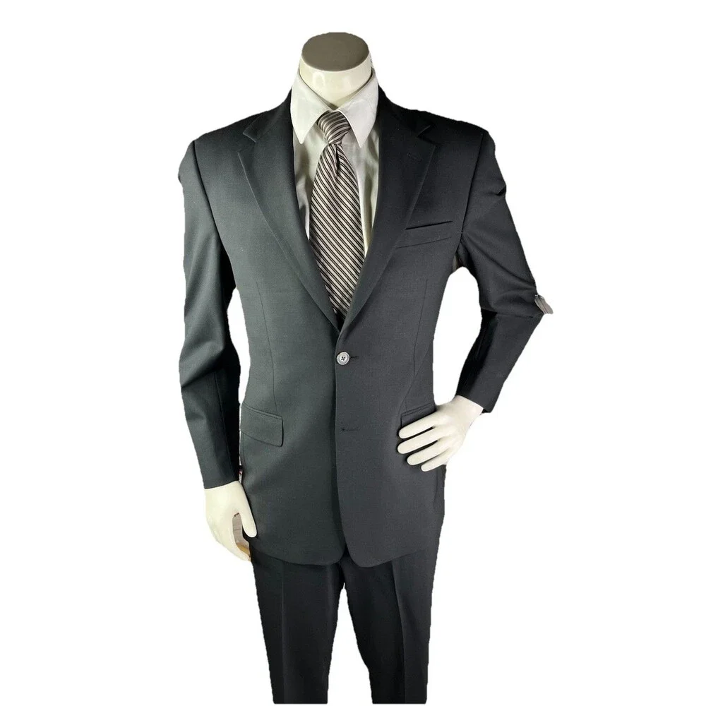 THEORY Premium Men’s 2pc Suit 38R 34x31 Recent 100% Wool Suit Jacket Pants Black